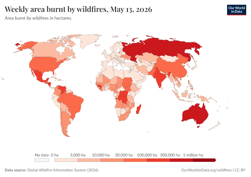 A thumbnail of the "Weekly area burnt by wildfires" chart